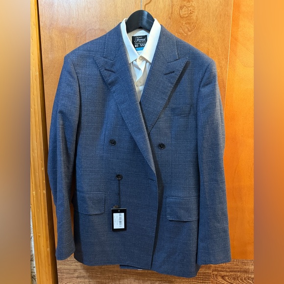 Cloakroom Luxury Wool Men's Blue Double-Breasted Blazer